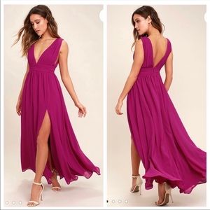 Lulu’s Heavenly Hues Magenta Maxi Dress Medium